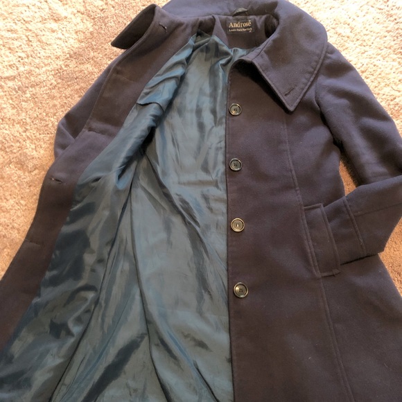 Navy blue wool lined coat - Picture 3 of 12